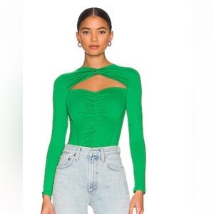 Superdown long sleeve cutout green corset top!